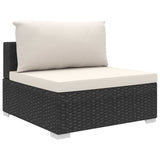 vidaXL 11-Piece Lounge Set with Cushions Poly Rattan Black