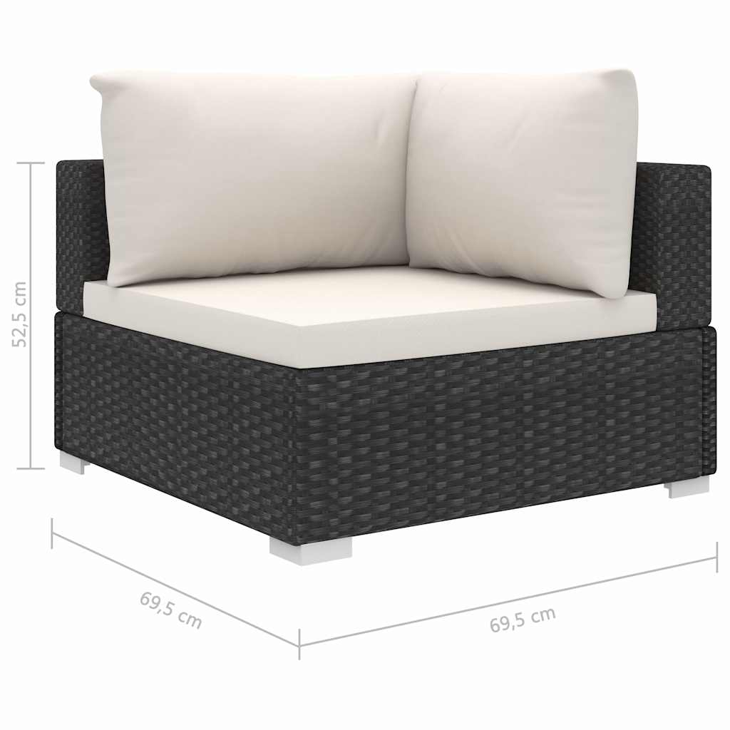 vidaXL 11-Piece Lounge Set with Cushions Poly Rattan Black
