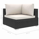 vidaXL 11-Piece Lounge Set with Cushions Poly Rattan Black