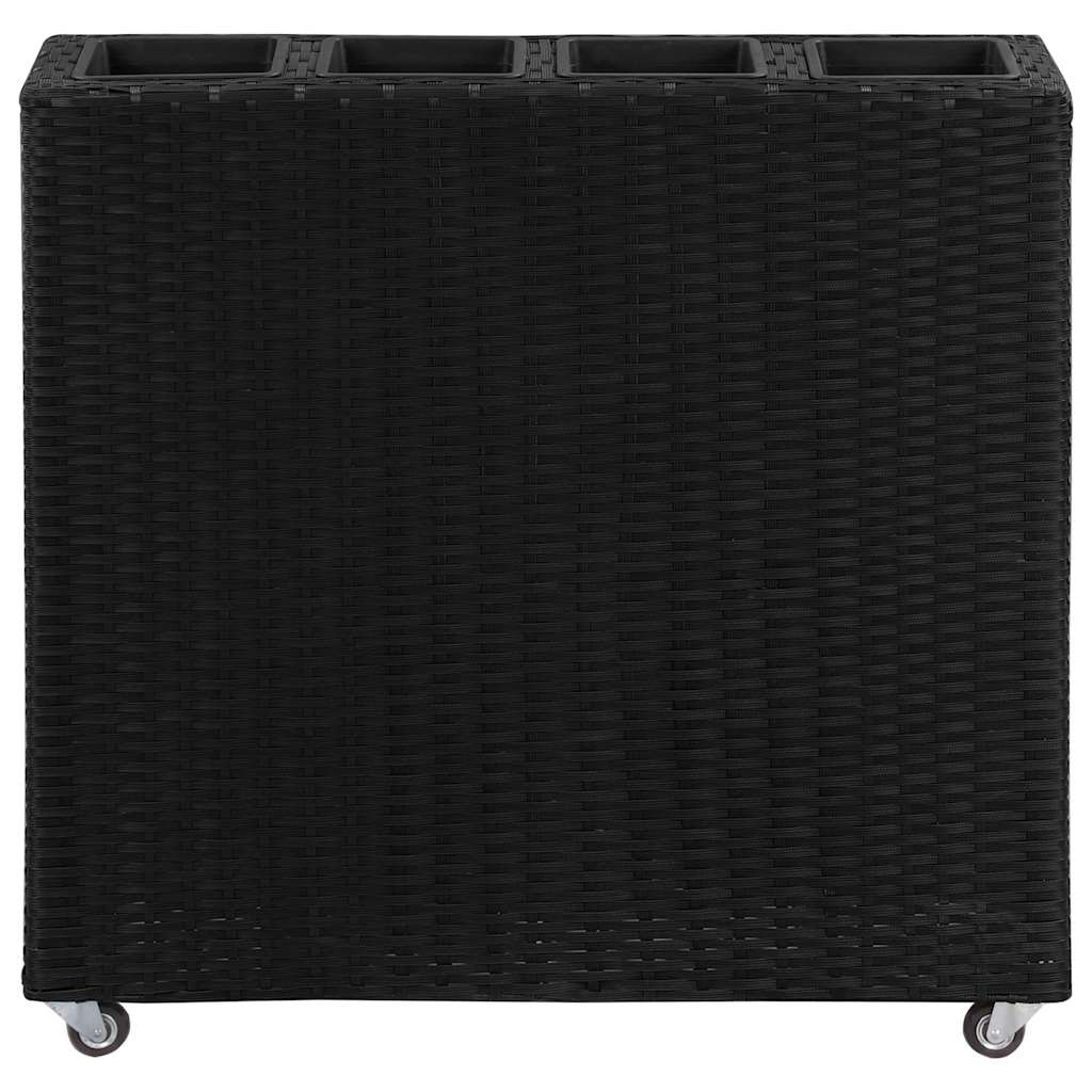 vidaXL Plantenbak verhoogd met 4 potten 80x22x79 cm poly rattan zwart