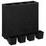 vidaXL Plantenbak verhoogd met 4 potten 80x22x79 cm poly rattan zwart