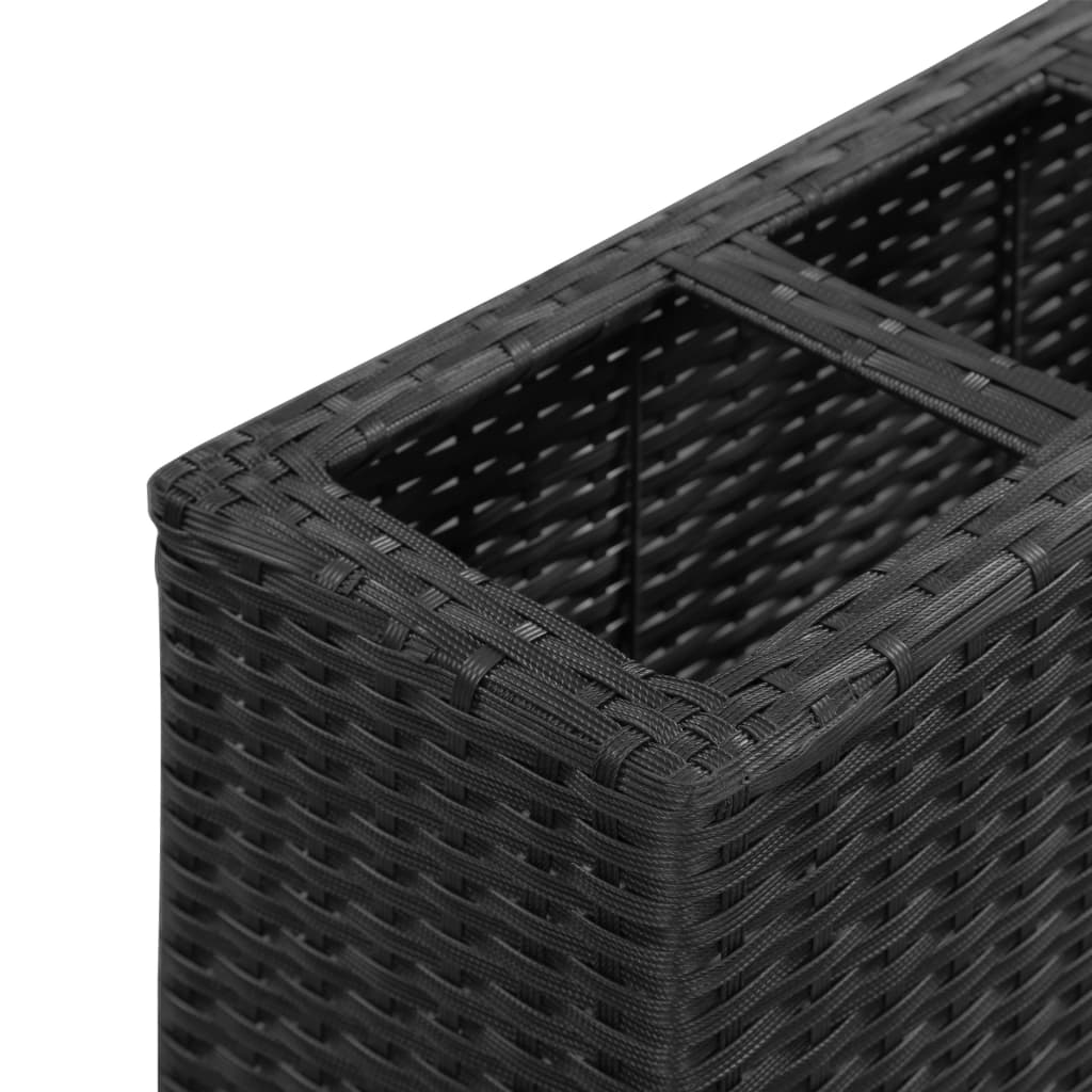 vidaXL Plantenbak verhoogd met 4 potten 80x22x79 cm poly rattan zwart