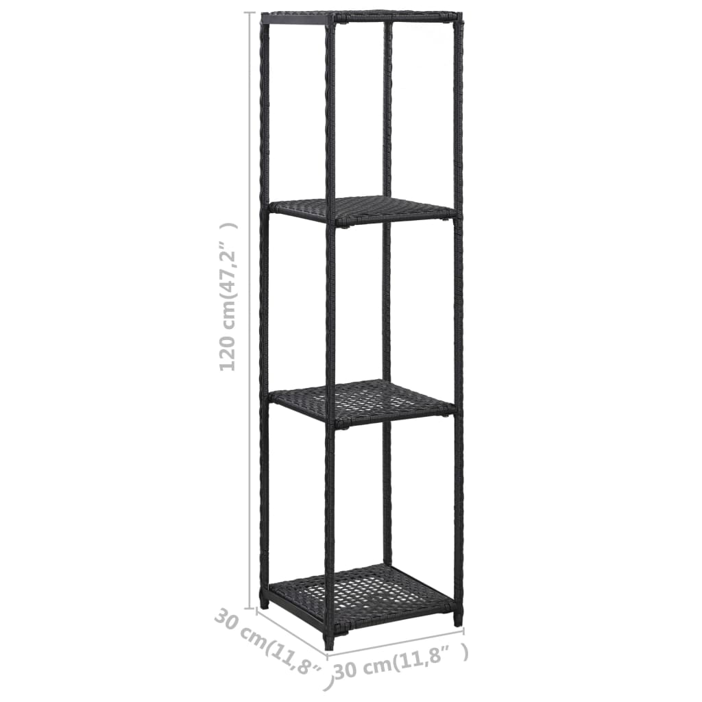 vidaXL Storage Rack 30x30x90 cm Poly Rattan Black