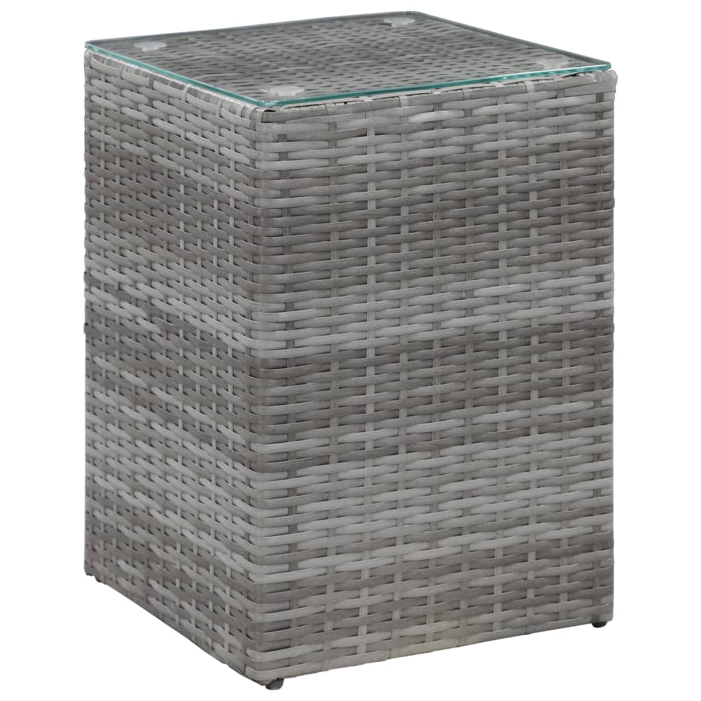 vidaXL Bijzettafel met glazen blad 35x35x52 cm poly rattan bruin