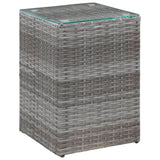 vidaXL Bijzettafel met glazen blad 35x35x52 cm poly rattan bruin