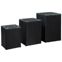 vidaXL Bijzettafel met glazen blad 35x35x52 cm poly rattan bruin