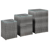 vidaXL Bijzettafel met glazen blad 35x35x52 cm poly rattan bruin