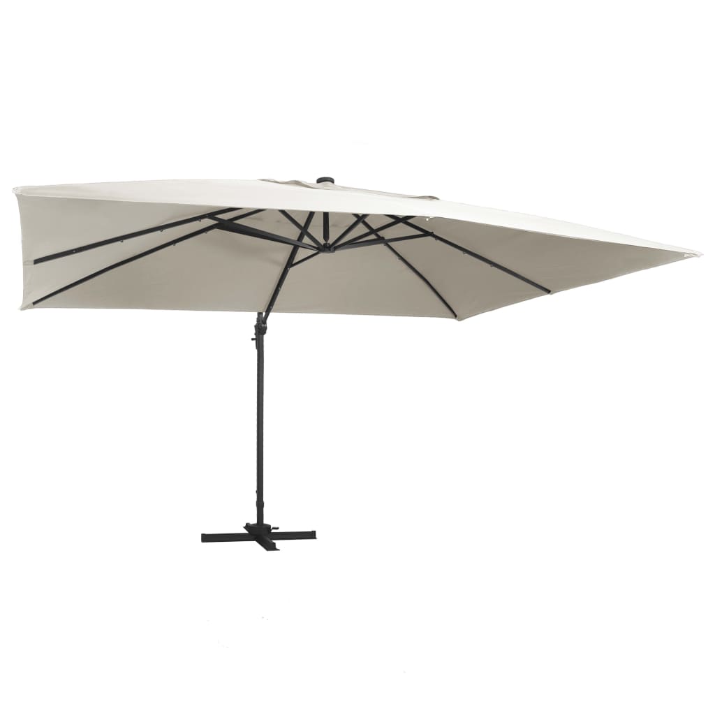 vidaXL Zweefparasol met LED-verlichting 400x300 cm bordeauxrood