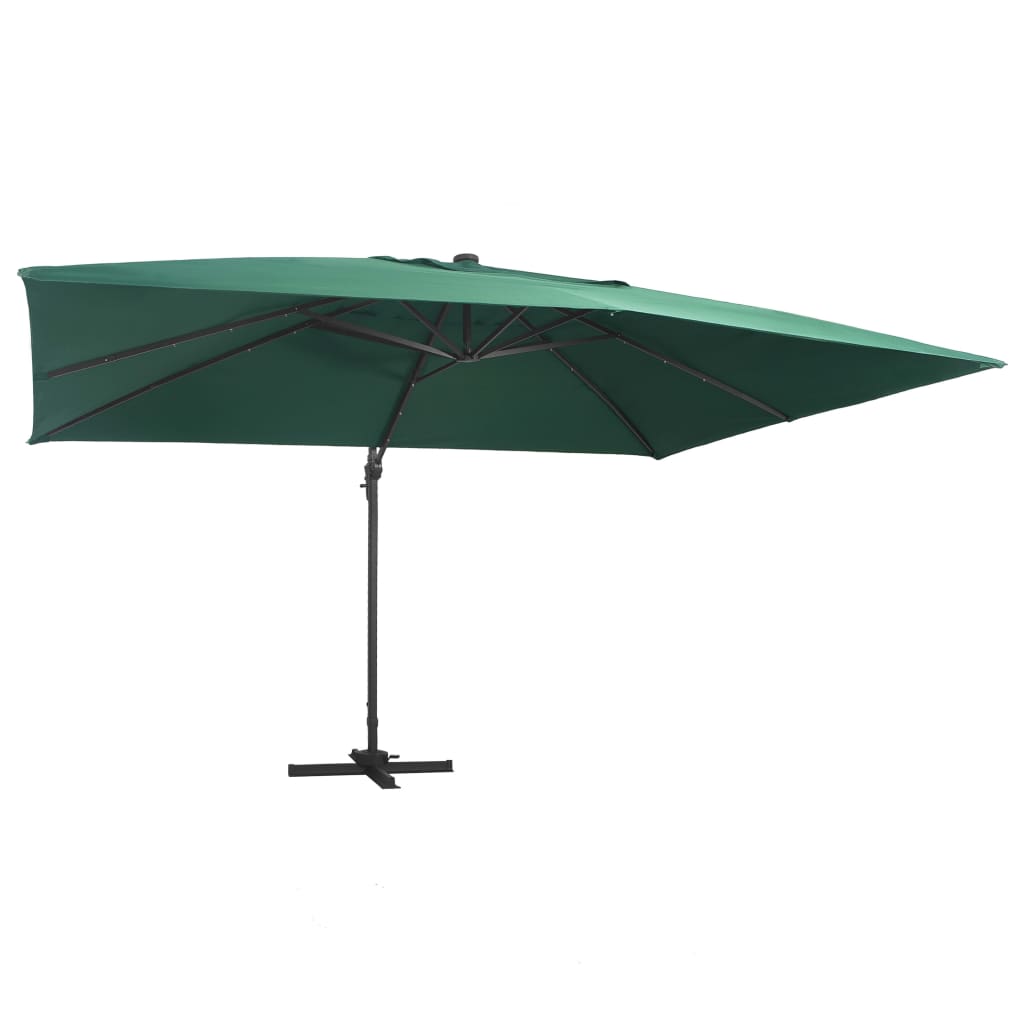 vidaXL Zweefparasol met LED-verlichting 400x300 cm bordeauxrood