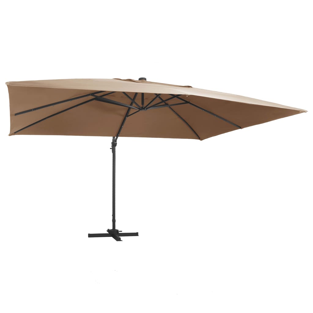 vidaXL Zweefparasol met LED-verlichting 400x300 cm bordeauxrood
