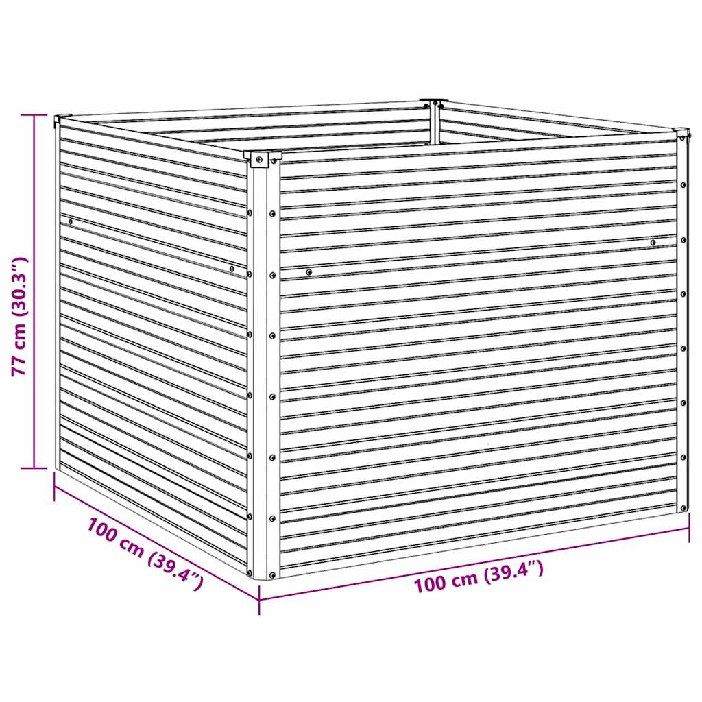 vidaXL Plantenbak verhoogd 100x100x77 cm gegalvaniseerd staal grijs