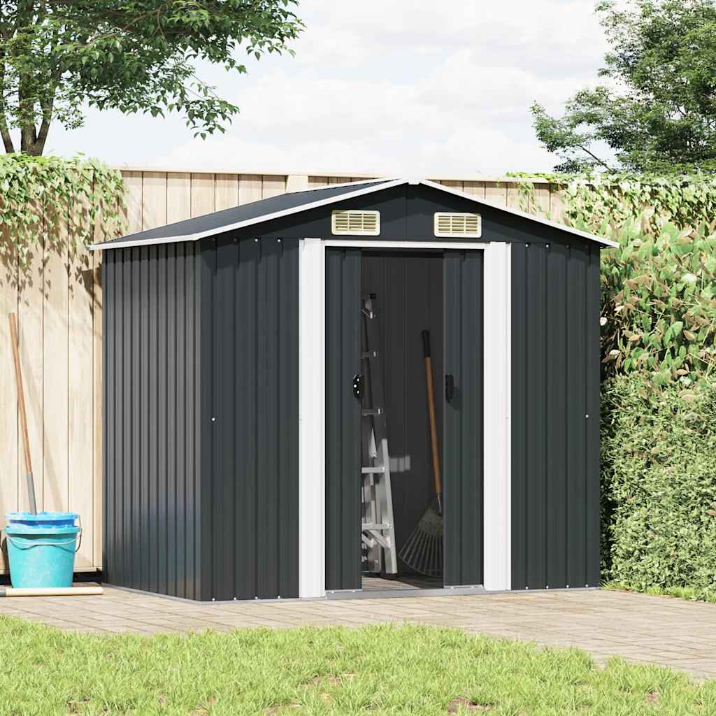 vidaXL Garden Shed 204x132x186 cm Metal Green