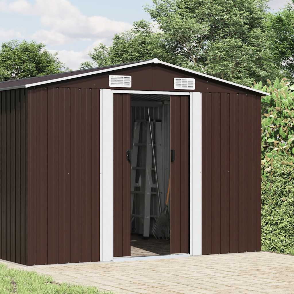 vidaXL Garden Shed 257x779x181 cm Galvanized Steel Green