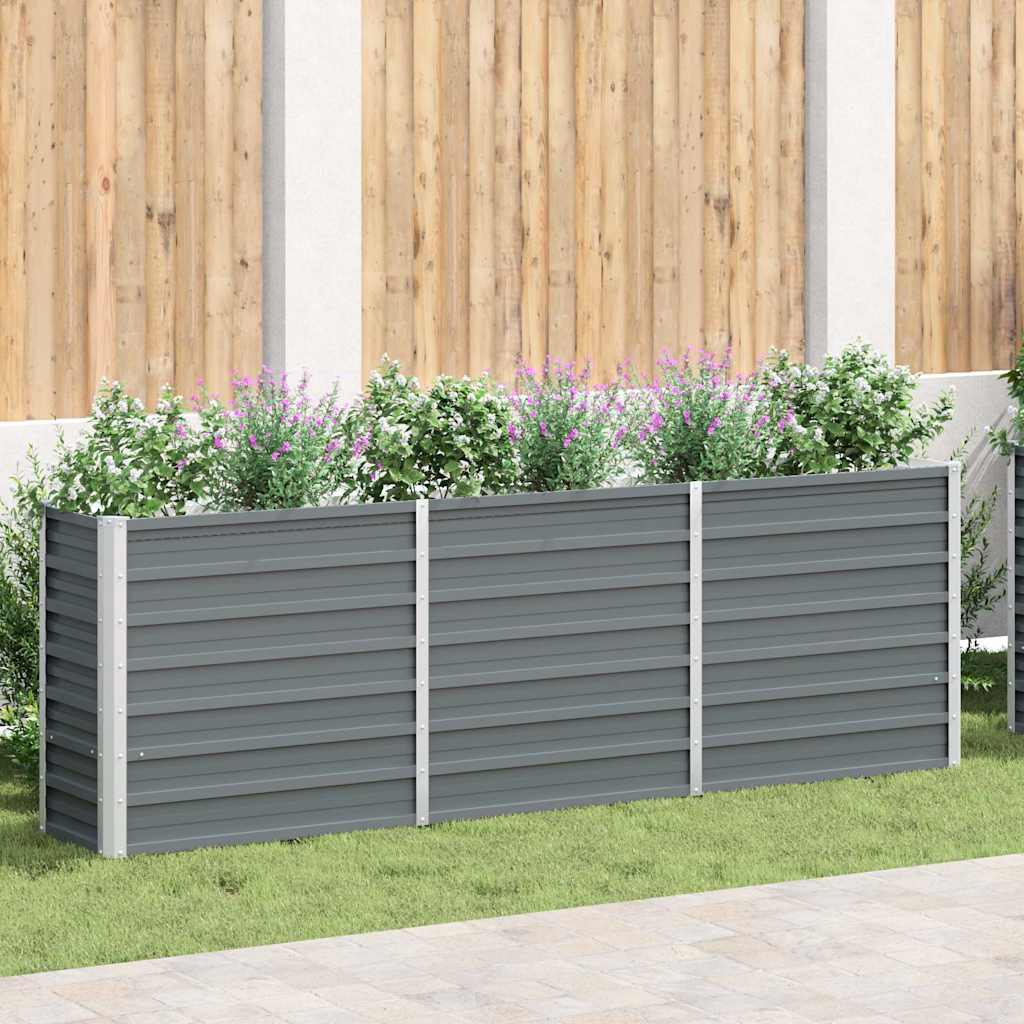 vidaXL Plantenbak verhoogd 160x80x77 cm gegalvaniseerd staal grijs