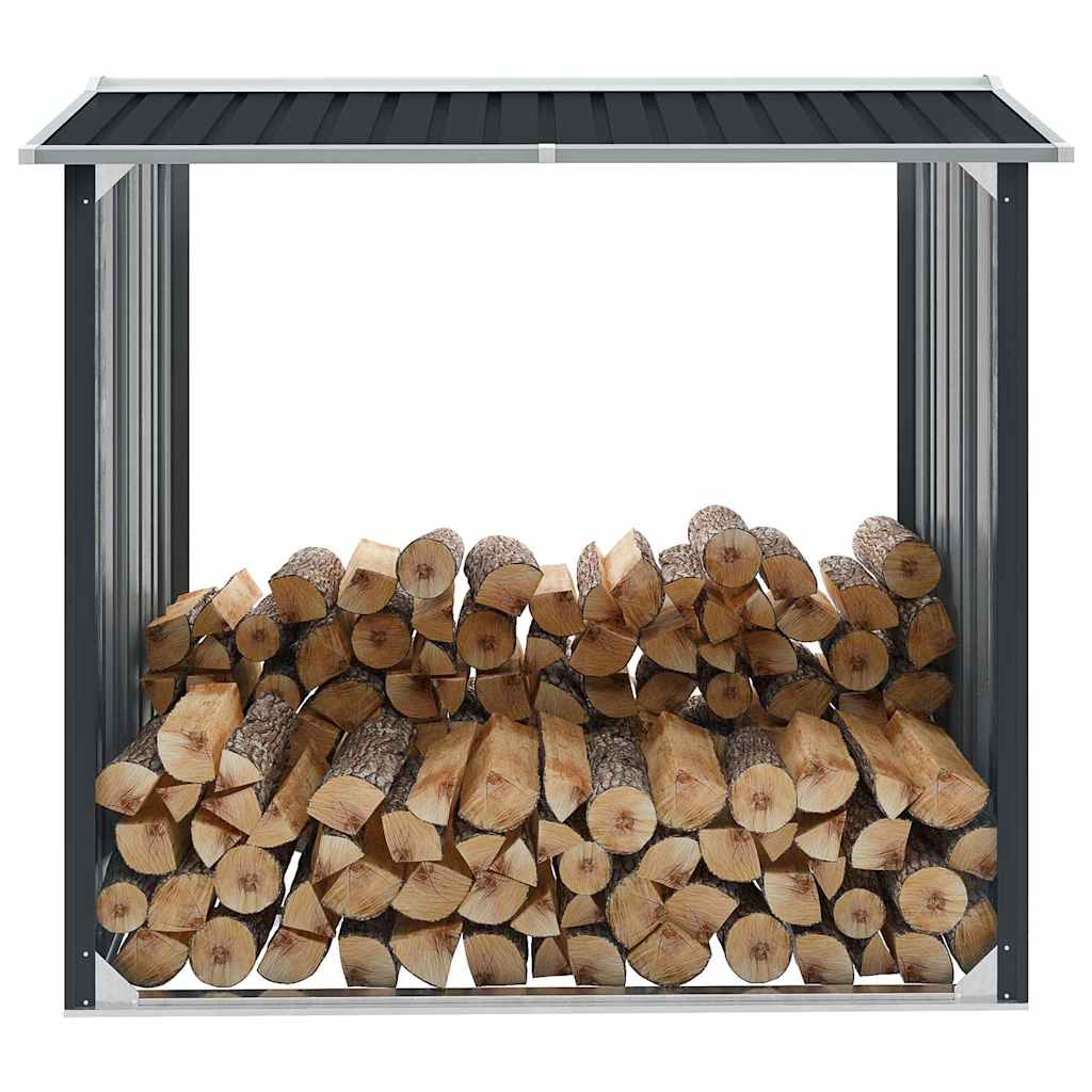 vidaXL Haardhoutschuur 172x91x154 cm gegalvaniseerd staal grijs