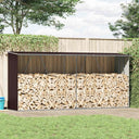 vidaXL Haardhoutschuur 330x84x152 cm gegalvaniseerd staal grijs