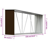 vidaXL Haardhoutschuur 330x84x152 cm gegalvaniseerd staal grijs