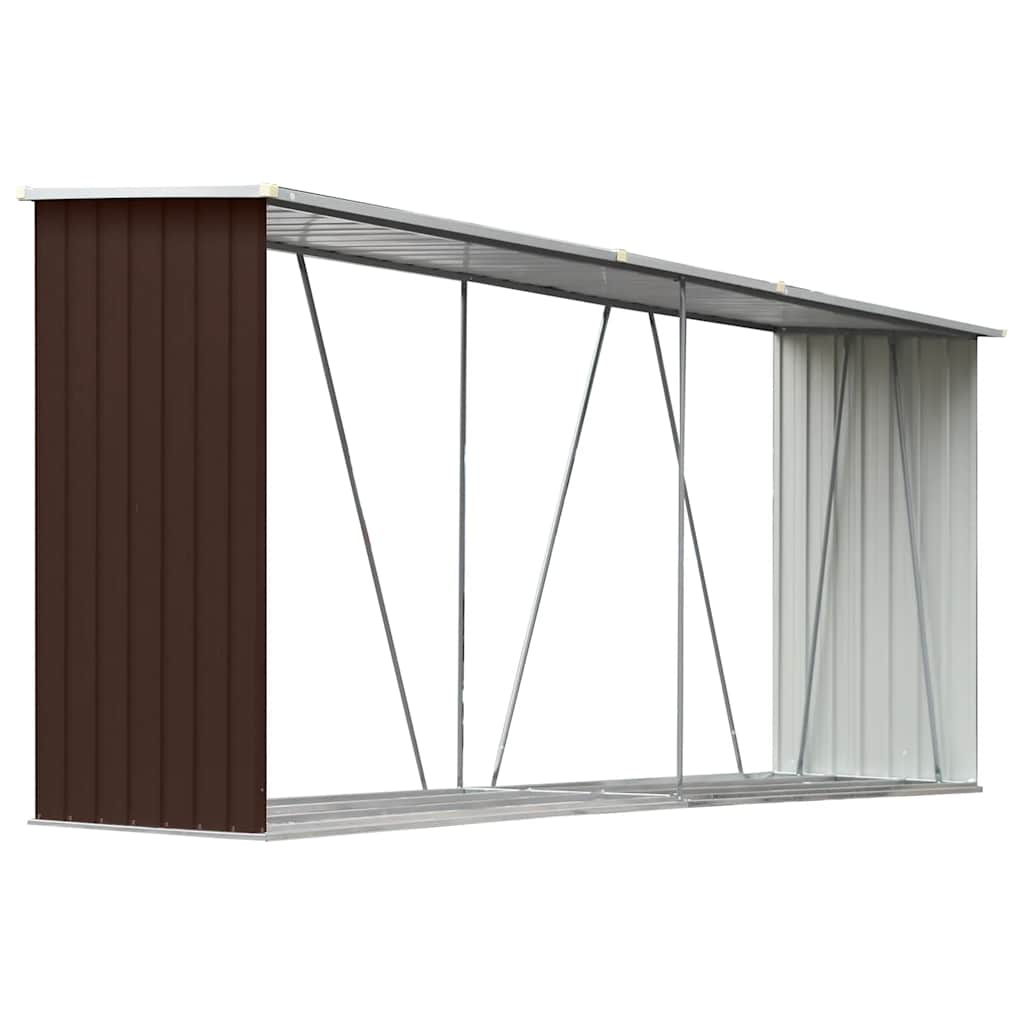 vidaXL Haardhoutschuur 330x84x152 cm gegalvaniseerd staal grijs