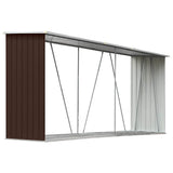 vidaXL Haardhoutschuur 330x84x152 cm gegalvaniseerd staal grijs