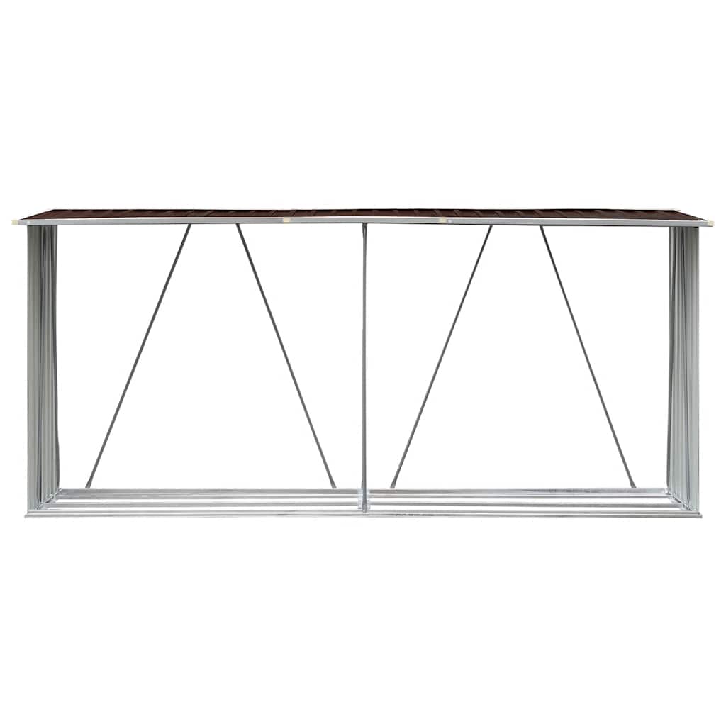 vidaXL Haardhoutschuur 330x84x152 cm gegalvaniseerd staal grijs