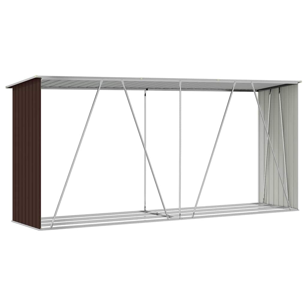 vidaXL Haardhoutschuur 330x84x152 cm gegalvaniseerd staal grijs
