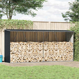 vidaXL Haardhoutschuur 330x84x152 cm gegalvaniseerd staal grijs