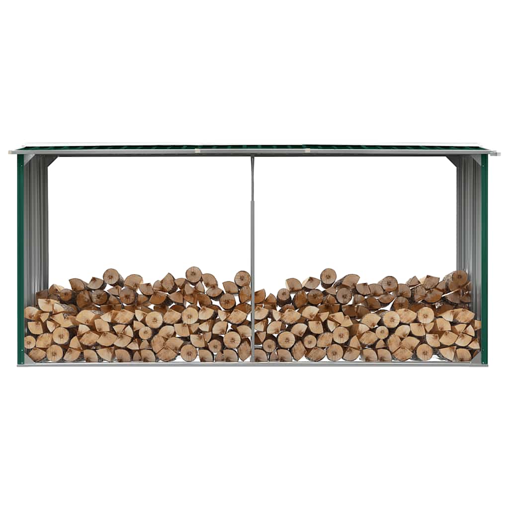 vidaXL Firewood Shed 330x92x153 cm Galvanized Steel Grey