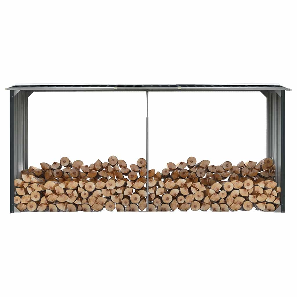 vidaXL Firewood Shed 330x92x153 cm Galvanized Steel Grey