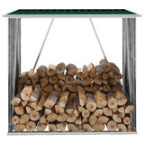 vidaXL Haardhoutschuur 163x83x154 cm gegalvaniseerd staal grijs