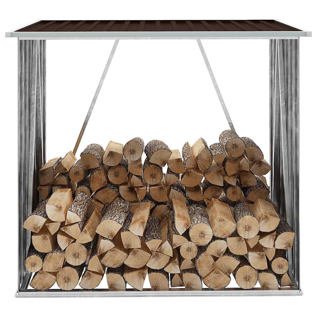 vidaXL Haardhoutschuur 163x83x154 cm gegalvaniseerd staal grijs