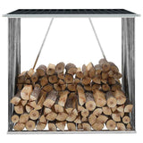 vidaXL Haardhoutschuur 163x83x154 cm gegalvaniseerd staal grijs