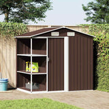 vidaXL Tuinschuur met rek 205x130x183 cm ijzer grijs