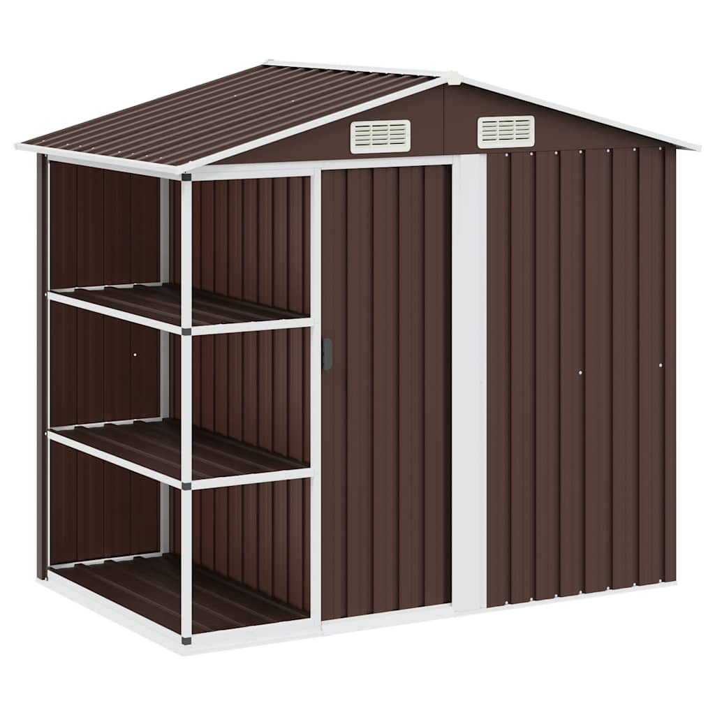 vidaXL Tuinschuur met rek 205x130x183 cm ijzer grijs
