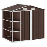 vidaXL Tuinschuur met rek 205x130x183 cm ijzer grijs