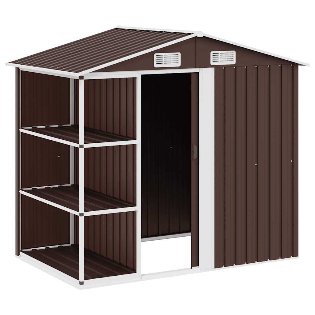 vidaXL Tuinschuur met rek 205x130x183 cm ijzer grijs