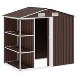 vidaXL Tuinschuur met rek 205x130x183 cm ijzer grijs