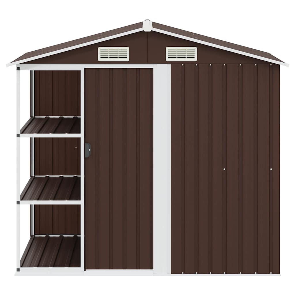 vidaXL Tuinschuur met rek 205x130x183 cm ijzer grijs