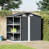 vidaXL Tuinschuur met rek 205x130x183 cm ijzer grijs