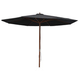 vidaXL Parasol met houten paal 350 cm zandwit