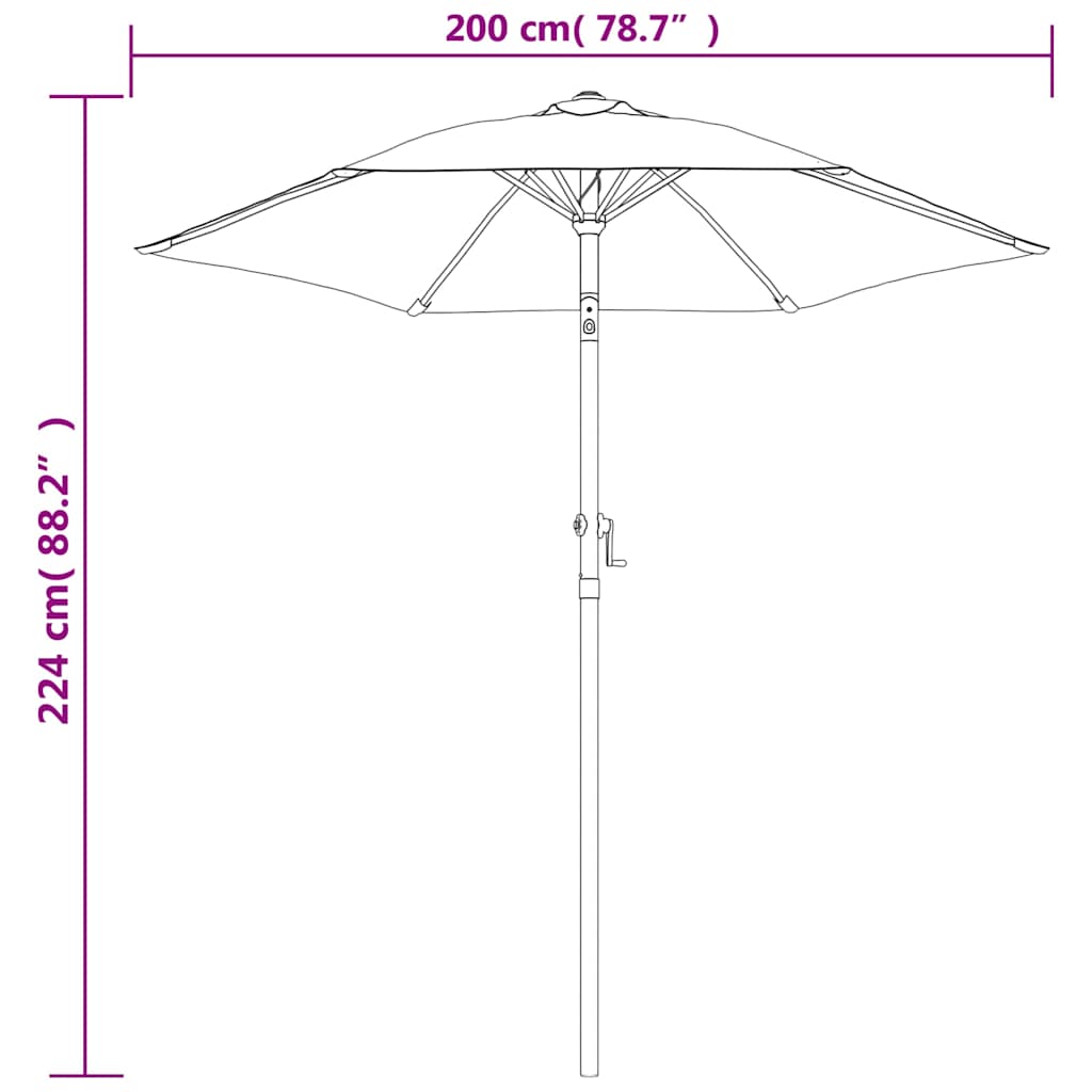 vidaXL Parasol 200x224 cm aluminium zandwit