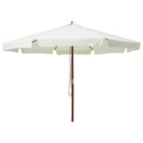 vidaXL Wooden Pole Parasol 330 cm Sand White