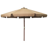 vidaXL Wooden Pole Parasol 330 cm Sand White