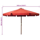 vidaXL Wooden Pole Parasol 330 cm Sand White