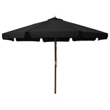 vidaXL Wooden Pole Parasol 330 cm Sand White