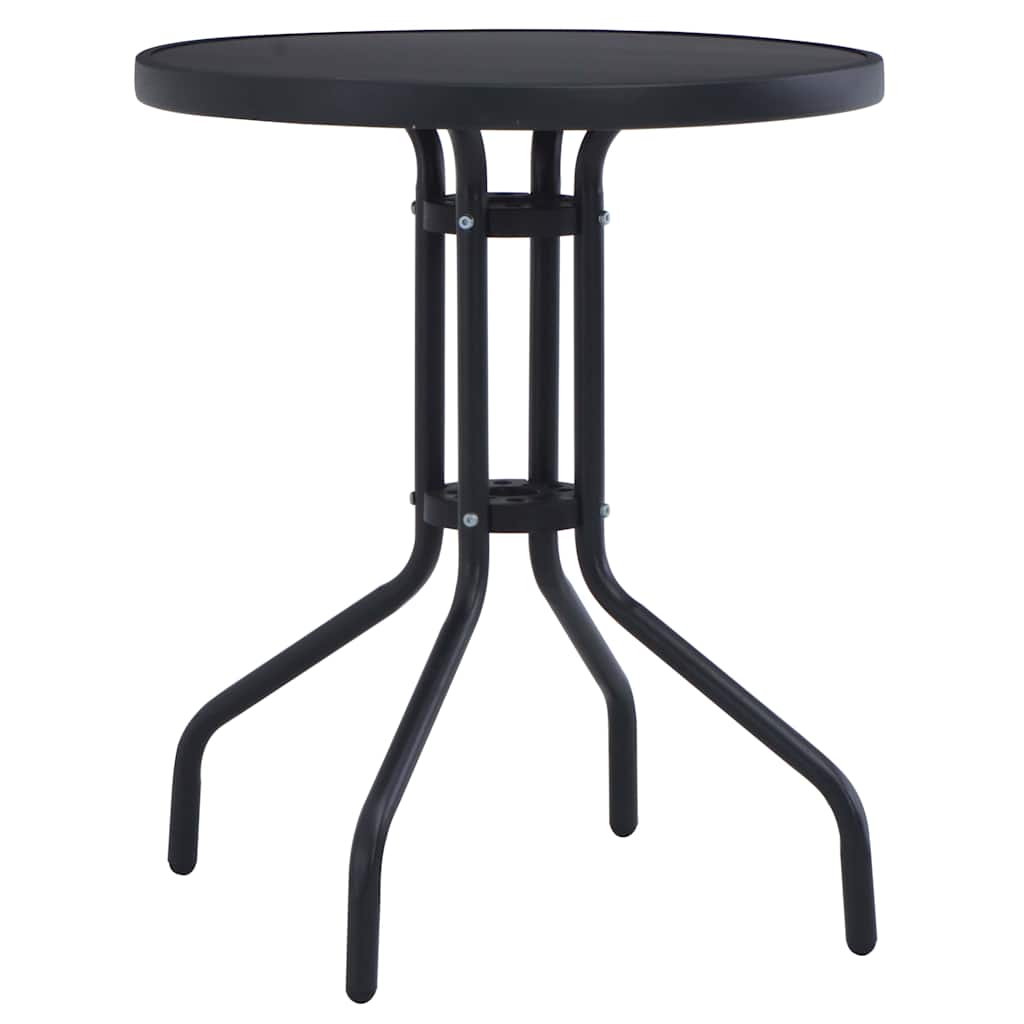 vidaXL Tuintafel 60 cm staal en glas lichtgrijs