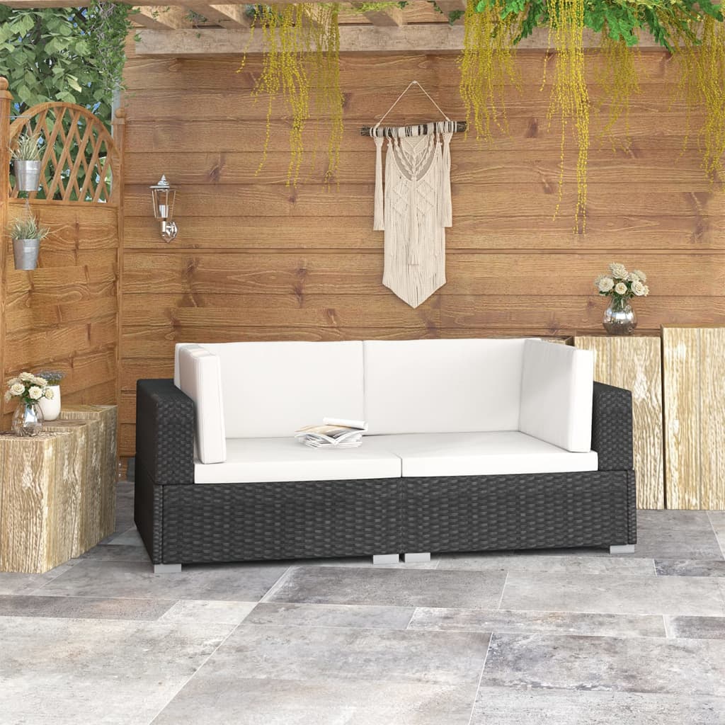 vidaXL Corner sofa sets 2 pcs with cushions poly rattan black