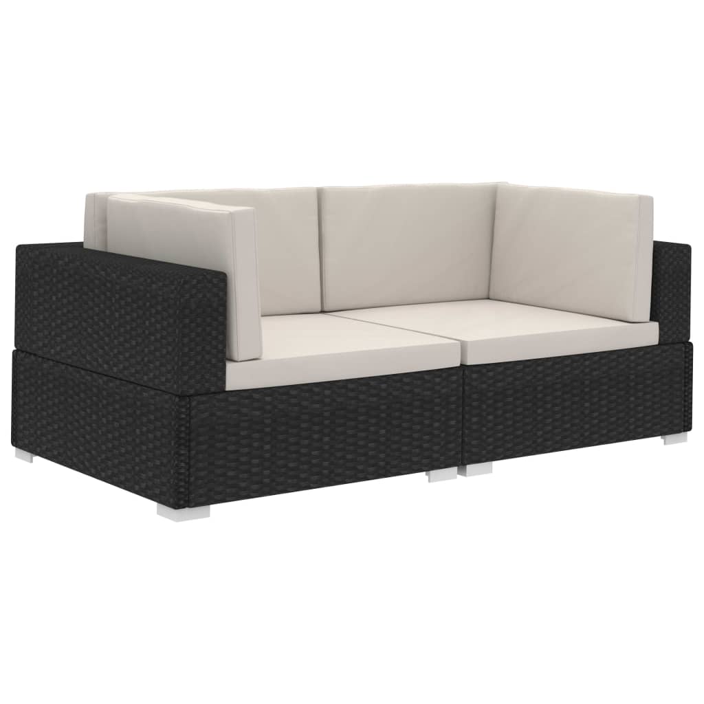vidaXL Corner sofa sets 2 pcs with cushions poly rattan black