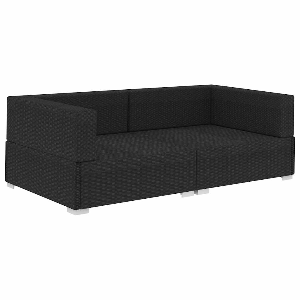 vidaXL Corner sofa sets 2 pcs with cushions poly rattan black