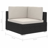 vidaXL Corner sofa sets 2 pcs with cushions poly rattan black