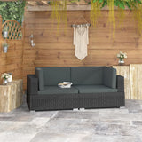 vidaXL Corner sofa sets 2 pcs with cushions poly rattan black